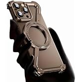 HUHUCASE Natural Titanium for iPhone 17 Pro Max 6.9 Inch Case, 360° Rotating Magnetic Holder, Aluminum Metal Frameless Design Bumper Z-Shaped Shockproof Protective Cover (Rose Gold,iPhone 16 Pro Max)