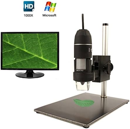 2.0 USB Digital Microscope Camera Magnifier Microscope Endoscope with Flexible Arm Observation Stand,Built-8 White LED Lights for Windows XP/VISTA/WIN7/WIN8 32bit and 64 (2MP, 1000X Magnification)