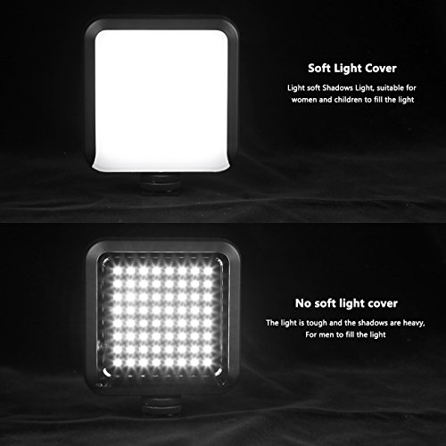 LED Camera Video Light, 64pcs Bulbs 6000-6500K Dimmable On Camera Video light for DSLR Camera Canon,Nikon,Sony,Panasonic,Olympus,Fuji etc. and other Camera Camcorders - Thumbnail 6