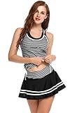 Ekouaer Girls Monokini Swimwear Striped Vintage Swim Dress Swimsuit Beachwear S-XXL
