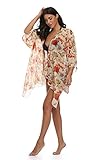 Floating Time Women's Floral Chiffon Kimono Cardigan Summer Beachwear Swimsuit Cover up