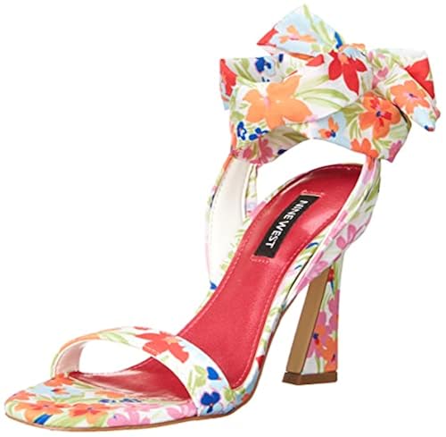 Nine West Women's Kelsie2 Heeled Sandal, White Floral, 11 in Oman