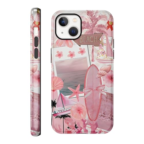 RUMDEY Cute Pink Summer Beach Surfing Collage