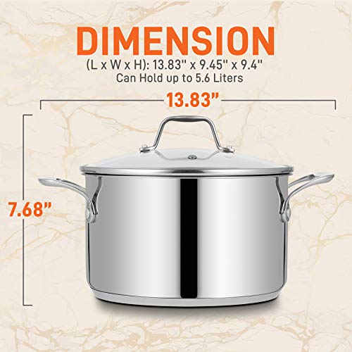NutriChef 6Quart Stainless Steel Stock Pot 18/8 Food Grade Steel
