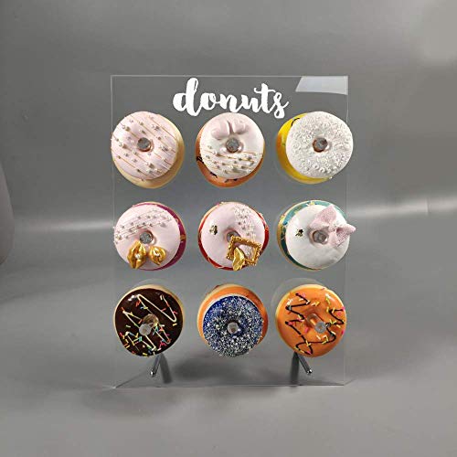 LUGUNU Reusable Acrylic Donut Wall Display On Table Donut Wall for Baby Showers Bridal Shower Wedding Party Birthday Decorations, 9 Pillars, 10 x 14 Inches (Say Donuts, 10 x 14 inches) - Thumbnail 4