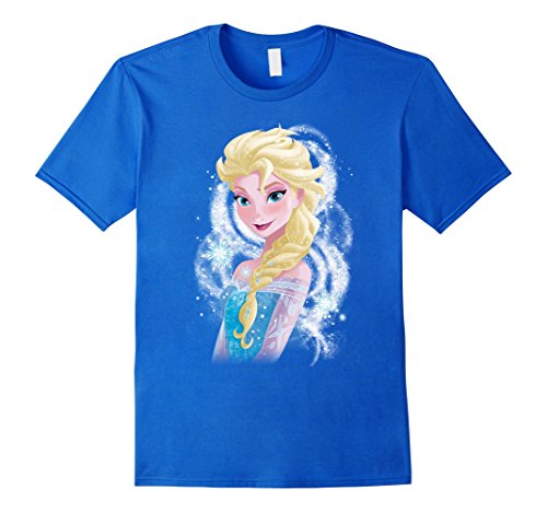 Mens Disney Frozen Elsa Snowflake Swirls Graphic T-Shirt 2XL Royal Blue