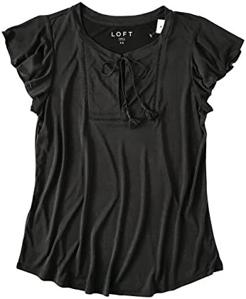 Women's - Keyhole Tassel-Tie Flutter Tee