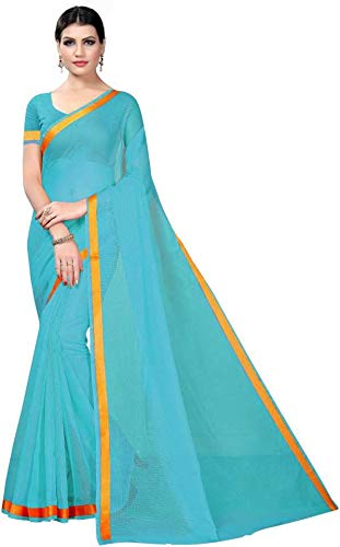 Womens Cotton Silk Saree with Blouse Piece (SKY)