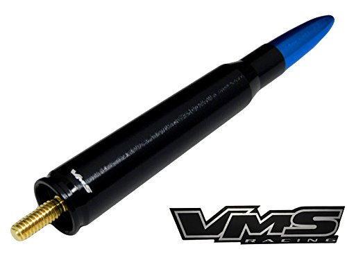 50 Caliber BLACK BLUE TIP BULLET ANTENNA in Heavy Gauge Billet Aluminum Short for Jeep Wrangler JK Sahara Sport Rubicon Unlimited Freedom Fifty 07 08 09 10 11 12 13 14 15 16 17