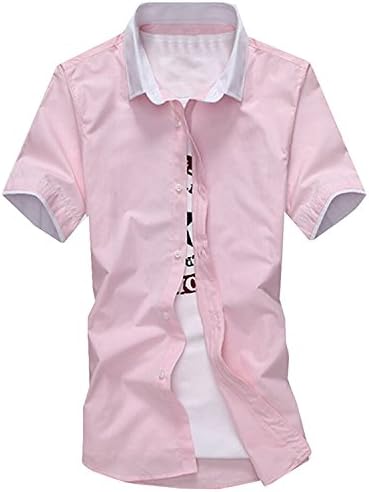 Barder Slim Men Casual Short-Sleeved Solid Color T-Shirt PinkUS XX-Large Chic and Fresh