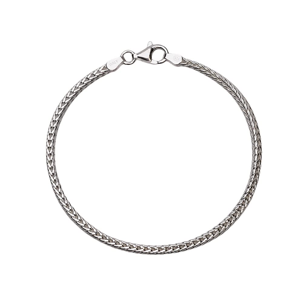 Treasure Bay Mens Womens Sterling Silver Foxtail Chain Bracelet 925 Sterling Silver Made in Italy length: 17.5cm 18.5cm (17.5)