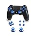 Xinkeen Aluminum Alloy PS4 Controller Replacement Thumbsticks Bullet ABXY Buttons and Directional Pad Mod Kit for Playstation 4 DualShock 4 (Blue)