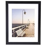 UNIFRAMPRO Picture Frame, Photo Display - Wood with Glass Front and Beveled Mat for Wall Mount, Gallery Wall