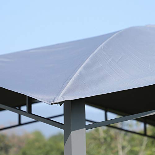 FDInspiration Grey 9.8 x 9.8 FT Steel Outdoor Gazebo Canopy Fabric Soft Top Backyard Awning Tent Patio Gazebo Shelter Sun Shade w/ 8 Ground Stake with Ebook - Thumbnail 4