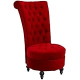 HomCom 44" Tufted High Back Velvet Upholstered Accent Chair - Red