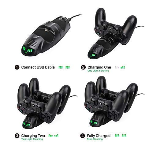 Anewish Playstation 4 Charging Station PS4 Controller Charger LED Indicator Sony Playstation 4 PS4/PS4 Pro/PS4 Slim Controller PS4 Charging Dock