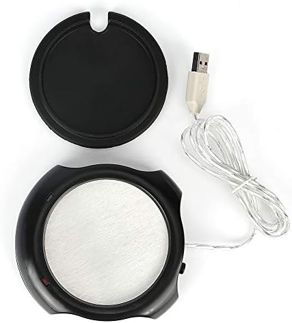 Cara USB Cup Mat, Black Tea Warmer Pad Coffee Mug Warmer Heating Coaster USB Heating Coaster with Black Silicone Cup Cover for Tea