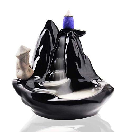 XinXu Incense Burner, Backflow Incense Burner Holder Ceramic Incense Holder Ceramic Ornament Gift Fisherman