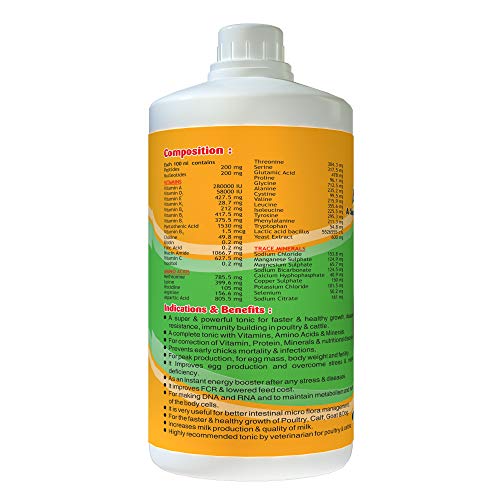 Growel Amino Power – A Blend of 46 Amino Acids, Vitamins, and Minerals for Growth and Immunity of Aqua, Poultry, Cattle, Horse, Pig, Goat, Pigeon and Birds (500 ml.) 3 Growel Amino Power – A Blend of 46 Amino Acids, Vitamins, and Minerals for Growth and Immunity of Aqua, Poultry, Cattle, Horse, Pig, Goat, Pigeon and Birds (500 ml.) - Image 3
