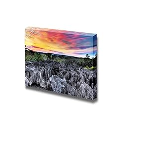 Sunset of The Unique Landscape at The Tsingy De Bemaraha Strict Nature Reserve in Madagascar - Canvas Art Wall Art - 12" x 18"