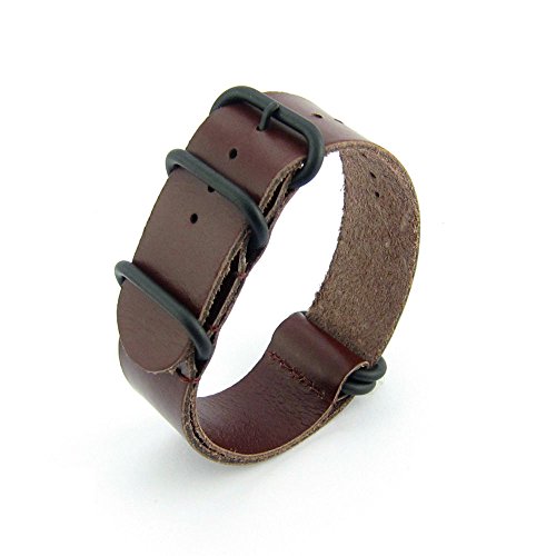 Cozy 5 ring leather nato strap 20mm brown