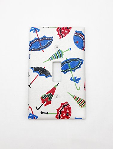 Umbrellas Fabric Covered Single Light Switch cover / Switch Plate / Kid's Bedroom / Nursery Decor / Baby Shower Gift / Home Decor / Lighting / Wall Art / Parasol