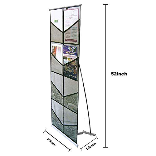 JIUYE A4 Folding Magazine Literature Stand, Roll up Mesh Brochure Display Rack 8Pockets for Tradeshow and Events Use,Easy Assembly