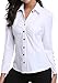 MISS MOLY Women's White Point Collar Casual Ruffled Chest T-Shirts Blouses Work Home Date Long Sleeve Tee Tops Shirts M Size