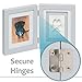 Better World Pets Paw Print + Photo Keepsake Frame Holds 4 x 6 inch or 5 x 7 Picture – Memorial Clay Imprint Kit – for Dogs and Cats – Perfect for Pet Lovers – Hinged for Desktop, Grey