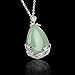 KISSPAT Natural Green Aventurine Teardrop Pendant Necklace on 20 inches Stainless Steel Chain