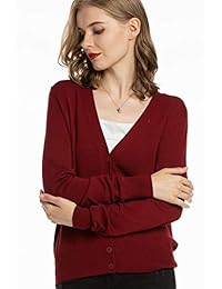 Woolen Bloom Women's V Neck Button Down Cardigan Sweaters Open Front Knit Cardigans for Women Cute Long Sleeve Jumper