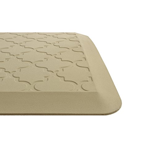 EverGrace Comfort Floor Mat Lattice Pattern PU Anti-fatigue Kitchen Rug Standing Mats for Kitchens or Office Desk, W20 x L30 x H3/4" (Beige)