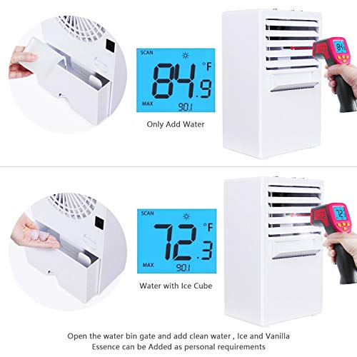 JUANANIUG Air Conditioner Fan, Mini Portable Desktop Fan, Small 9.5-inch Desktop Evaporative Air Cooler Circulator Humidifier, for Personal Desktop Table Fan Nightstand Office Dorm, Super Quiet