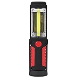 Exlight COB LED Flashlight Battery-powered Work Light with Built-in Magnets,180 Degrees Rotatable Arm for Camping,Hiking, Fishing,Household,Workshop---Black