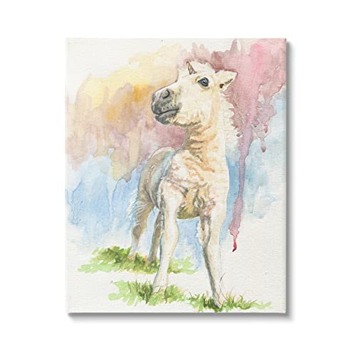 Stupell Industries Stoic Fantasy Unicorn Pastel Dripping Watercolor Detail Canv…