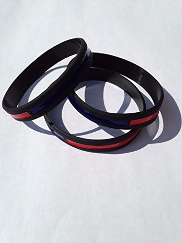25 Pack Thin Red Thin Blue Line Silicone Wristband Bracelet Support Fireman Firefighter Police Cops Patrol Officer Heroes IM Survival TRL/TBL