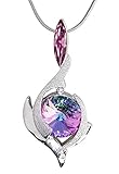 June Alexandrite Birthstone Color Pendant Necklace with Two Swarovski Crystals Set. MADE IN USA (P8130VL)