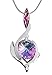 June Alexandrite Birthstone Color Pendant Necklace with Two Swarovski Crystals Set in Platinum. MADE IN USA (P8130VL)