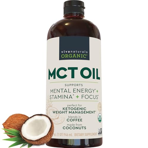 Viva Naturals Organic MCT Oil, 32 fl oz – MCT Oil for Coffee, USDA Organic, Non…