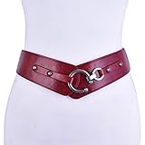 Retro Wide Metal Interlock Buckle Womens Elastic Waist Belt Cinch
