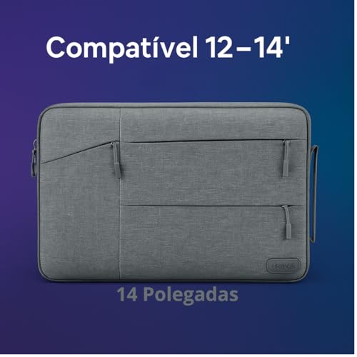 Case Capa Bolsa Pasta Para Notebook 12, 13, 14, 15 e 16 Polegadas Impermeável C/Alça Interior Aveludado Compatível MacBook Dell Lenovo Asus HP Ideal Trabalho Estudo Viagem (12, 13 e 14 Polegadas)