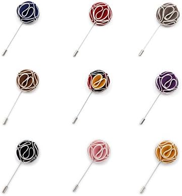 INNEE Handcrafted Lapel Flower 9pcs Boutonniere Pins in Clear Top Tin Box (Style 3)