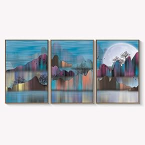 Framed Canvas Wall Art for Living Room, Bedroom Abstract Landscape Dream Place Canvas Prints for Home Decoration Ready to Hanging - 16"x24"x3 Panels