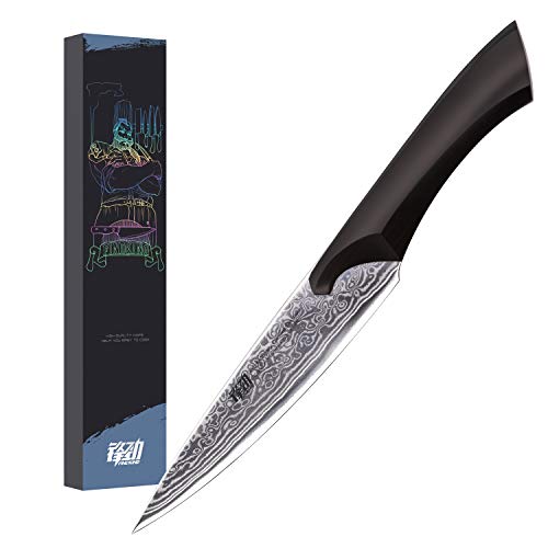 5 inch Damascus Utility knife by Findking-New Design Cheetah series-9CR18MOV damascus steel w/ebony wood handle