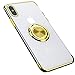 Grotech iPhone Xs Max Case Clear Ring Holder Car Magnetic Slim Fit Flexible Silicone Protective Bumper Cover (Gold)