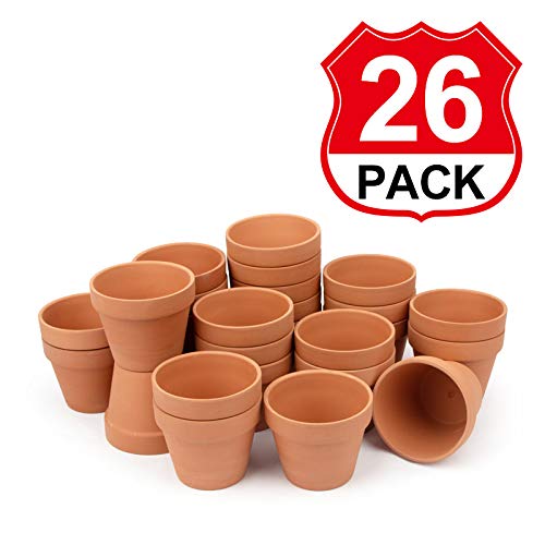 26 Pack 4 Inch Terracotta Clay Pots with Drainage Holes - Nursery Planters for Succulents, Cactus, Flowers | BLQH Garden Pots