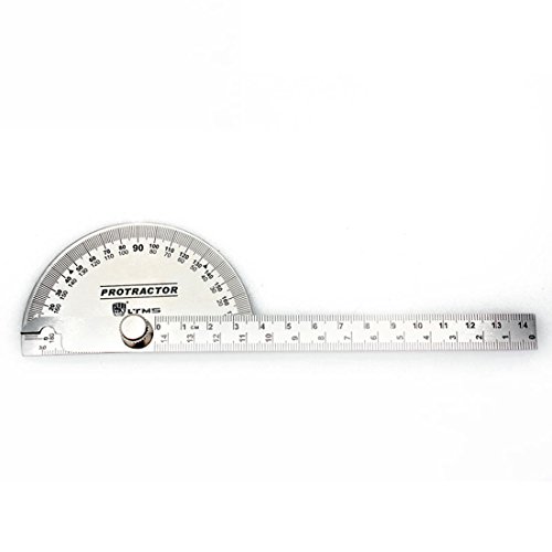 LTMS 078008 Stainless Steel Protractor 180 Degrees Angle Ruler Finder 140mm Metric Durable Metal Adjustable General Measuring Tool