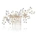 SWEETV Wedding Hair Comb Gold Rhinestone Flower Clip Bridal Hair Accessories for Bridesmaid Women