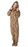 Footed Pajamas Tiger Stripes Adult Hoodie One Piece