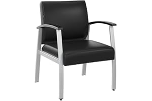 Bush Business Furniture Arrive Waiting Room Guest Chair with Arms in Black Vinyl, Reception Area Seating for Office and Lobby